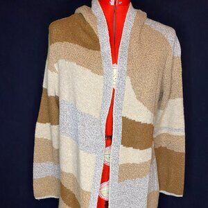 Nine West M long hooded cardigan desert pattern